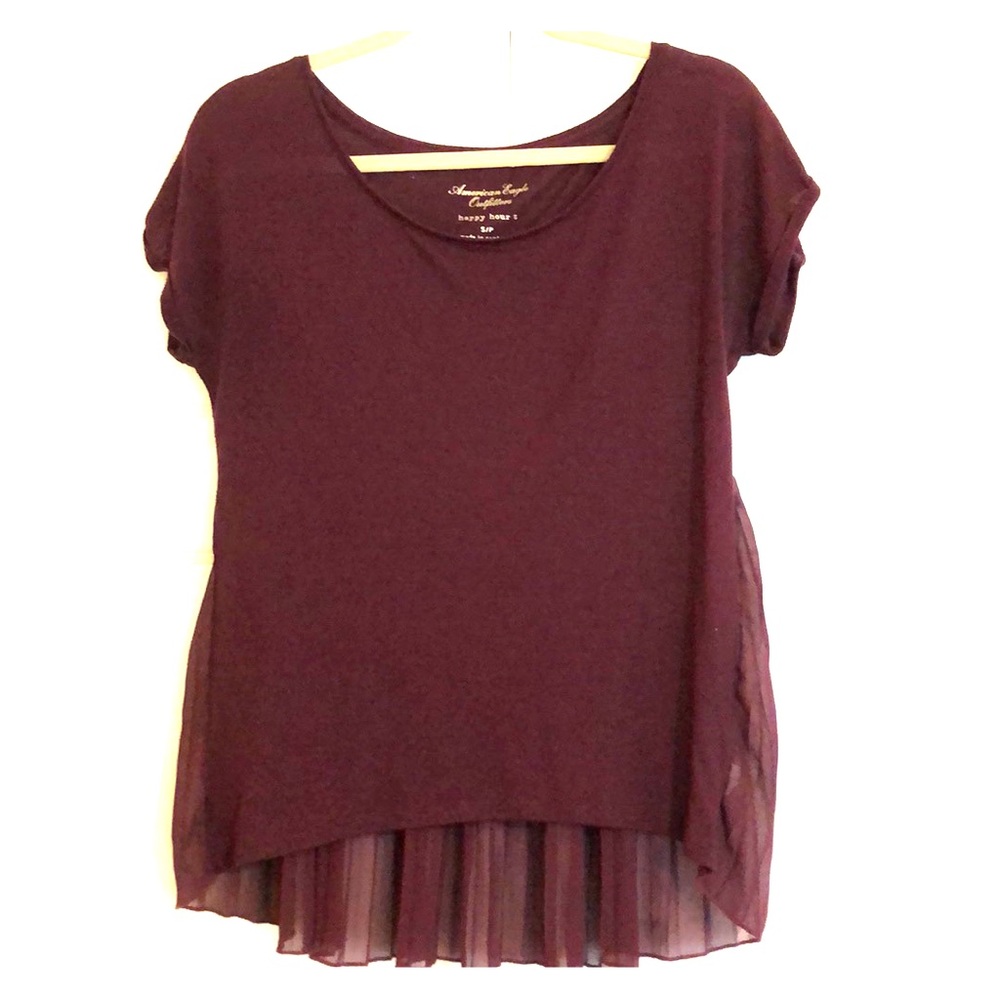 AEO Burgundy Blouse with Folded Back